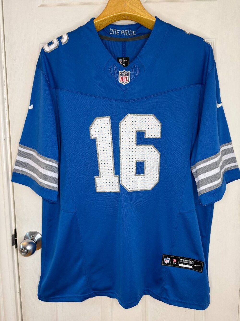 Jared Goff Detroit Lions #16 Nike Vapor FUSE Jersey Blue Gray White Size XXL